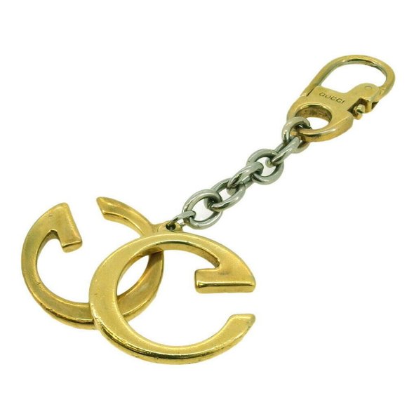GUCCI key chain double-G Gold & Silver hardware Authentic - Picture 1 of 8